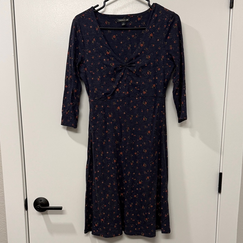 Toad and Co. Dark Blue Floral Long Sleeve Dress